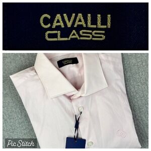 New with tags Cavalli Class‎ pink dress shirt Men Size M 16.5 button up